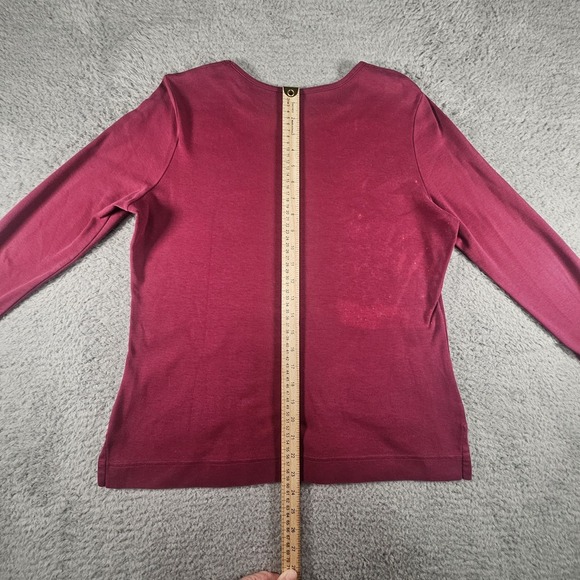 Peruvian Connection Top Womens S Burgundy Pima Cotton LS Designer Casual READ!!! - Picture 8 of 12